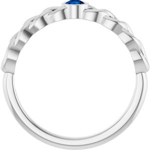 14K White Gold Natural Blue Sapphire Curb Chain Ring