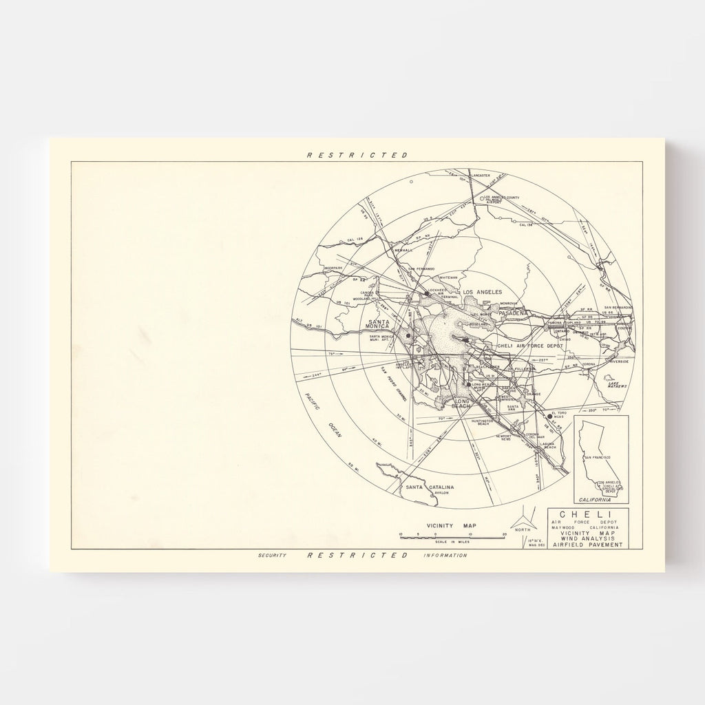 Vintage Map of the Cheli Air Force Depot Vicinity, 1952
