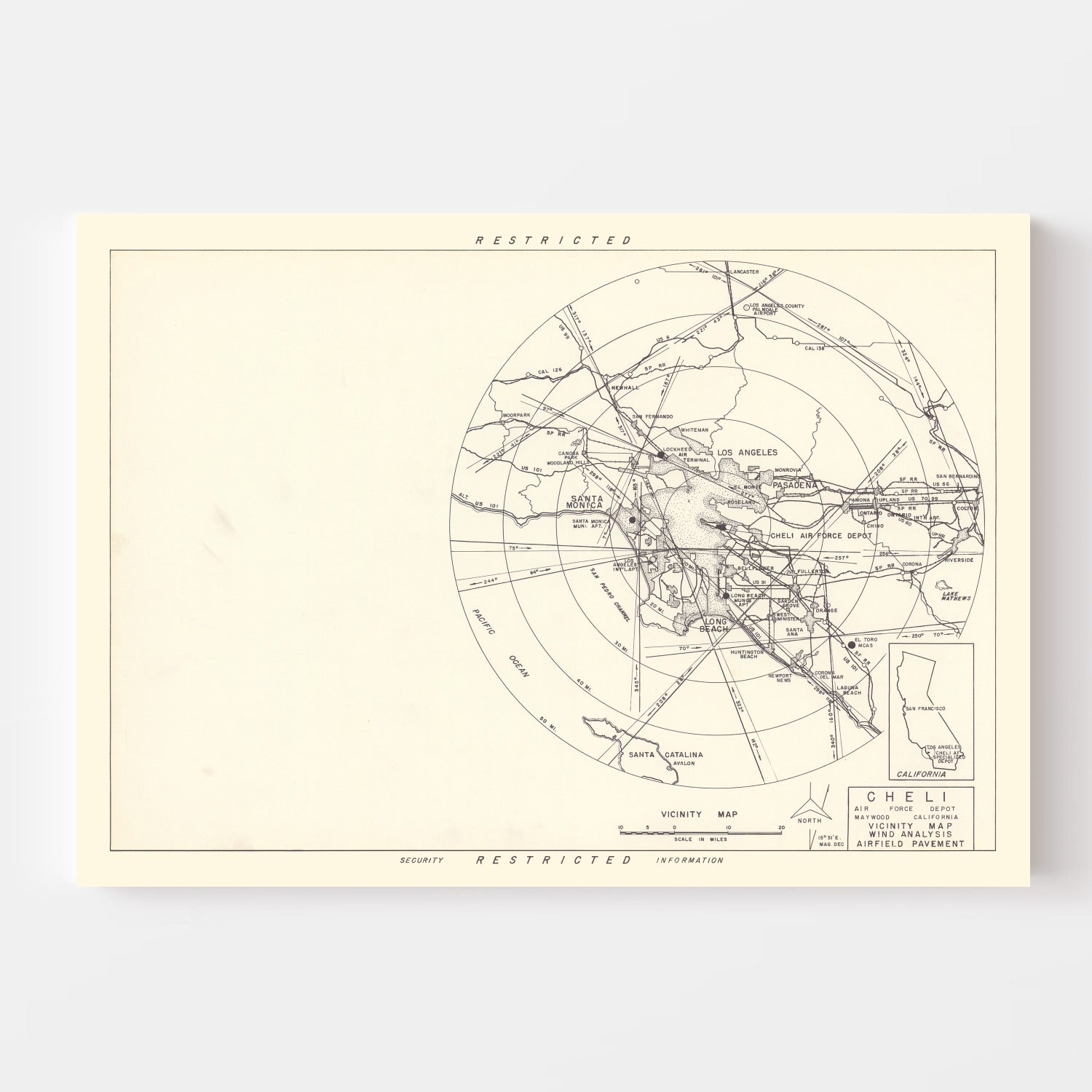 Vintage Map of the Cheli Air Force Depot Vicinity, 1952