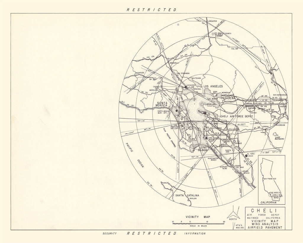 Vintage Map of the Cheli Air Force Depot Vicinity, 1952