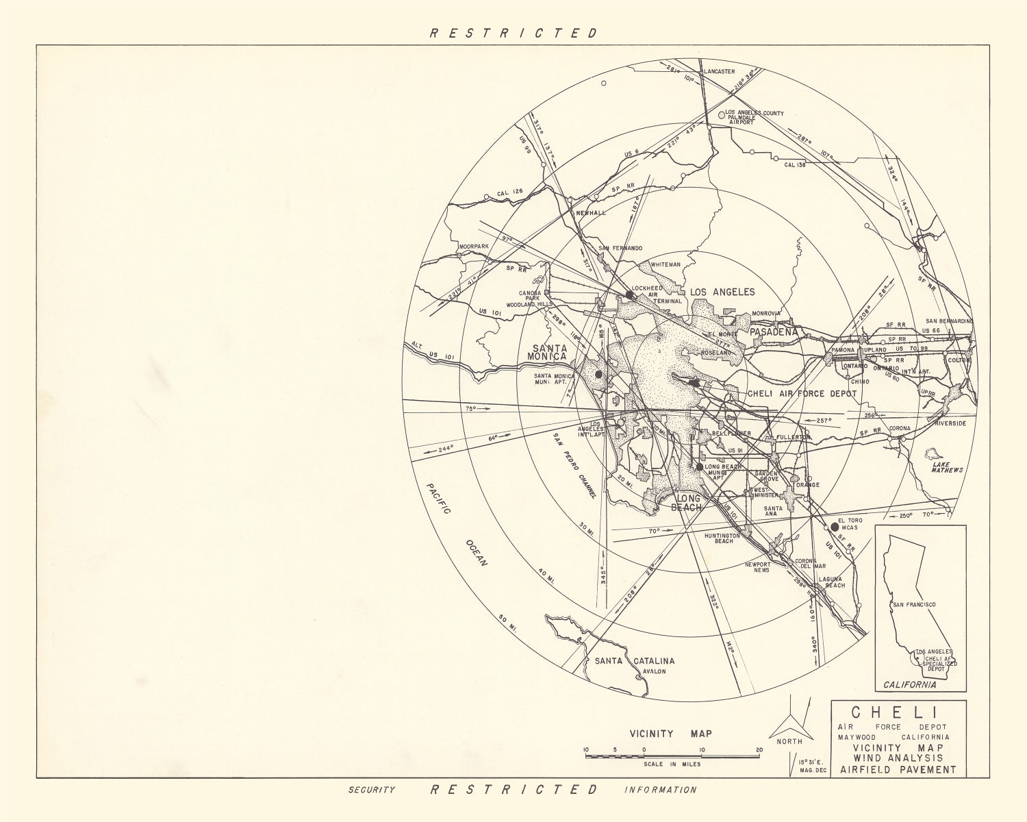 Vintage Map of the Cheli Air Force Depot Vicinity, 1952