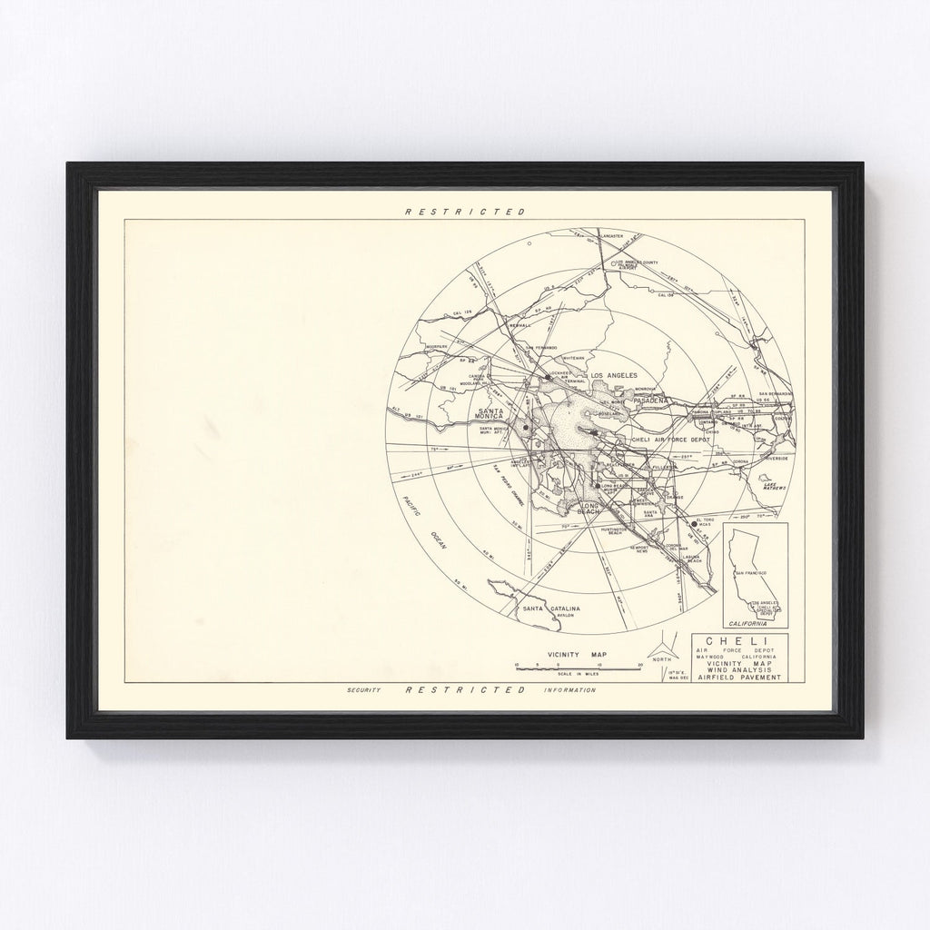 Vintage Map of the Cheli Air Force Depot Vicinity, 1952