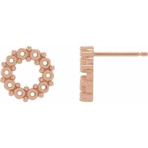 14K Rose Gold 2 mm Round Cabochon Earring Mounting