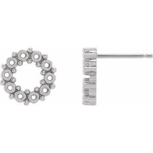 Platinum 2 mm Round Cabochon Earring Mounting