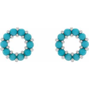 Sterling Silver Natural Turquoise Cabochon Earrings – image 2