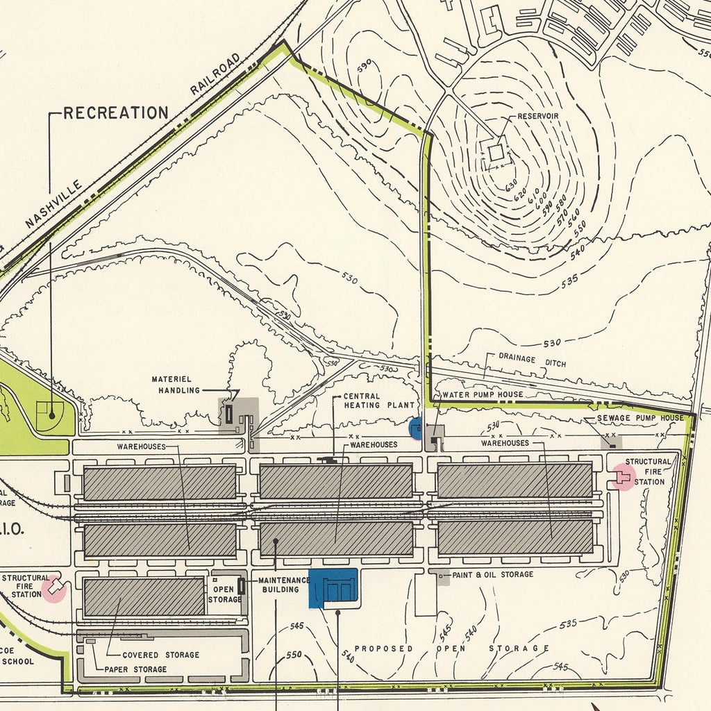 Vintage Map of Gadsden Specialized Air Force Depot, 1952