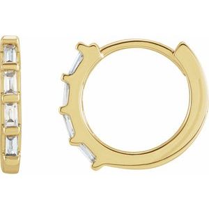 14K Yellow Gold 1/10 CTW Natural Diamond Huggie Earrings