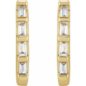 14K Yellow Gold 1/10 CTW Natural Diamond Huggie Earrings – image 2