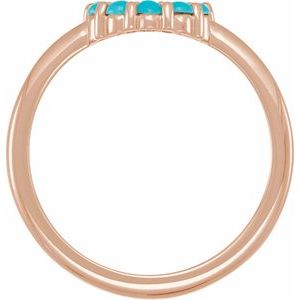 14K Rose Gold Natural Turquoise Cabochon Halo-Style Ring