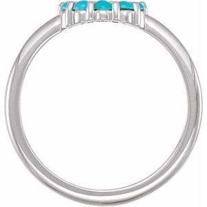 Platinum Natural Turquoise Cabochon Halo-Style Ring