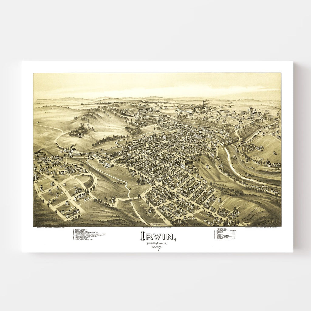 Vintage Map of Irwin, Pennsylvania 1897