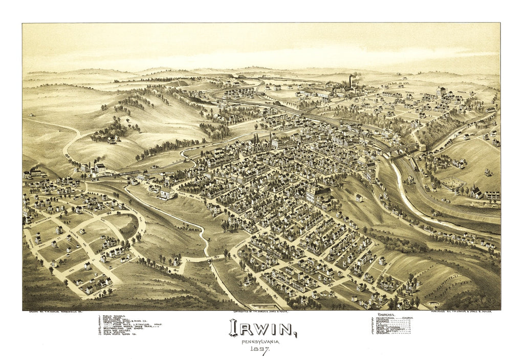 Vintage Map of Irwin, Pennsylvania 1897