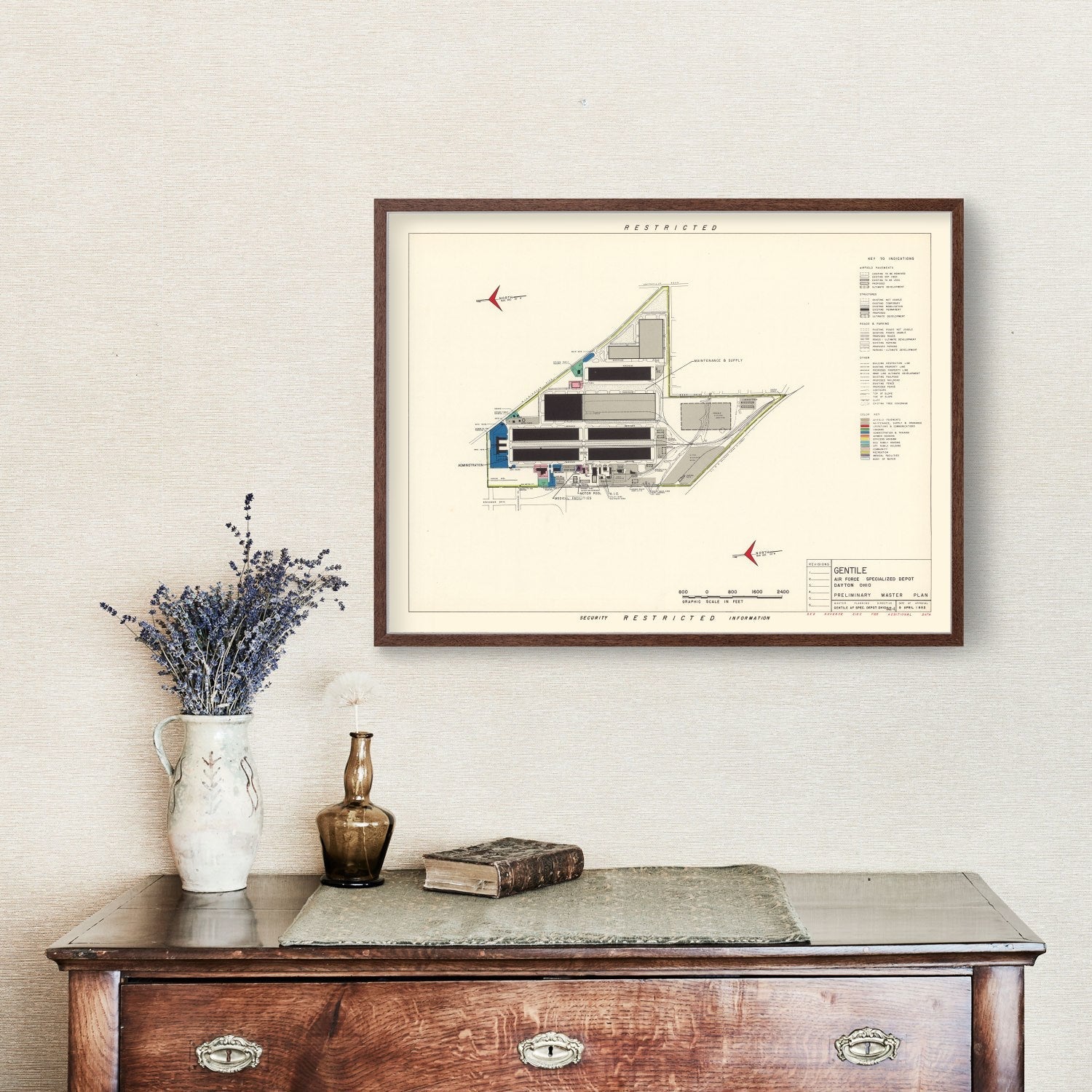 Vintage Map of Gentile Specialized Air Force Depot, 1952
