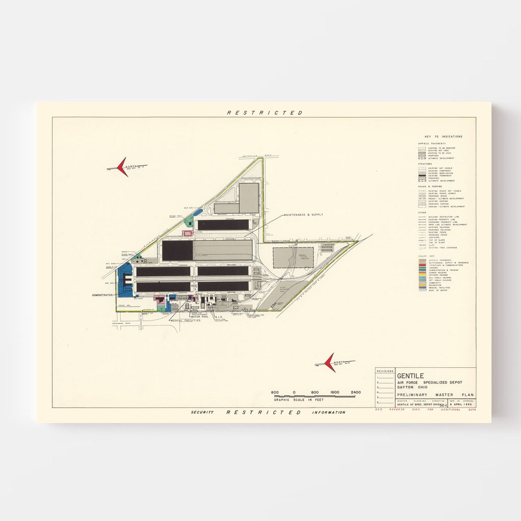 Vintage Map of Gentile Specialized Air Force Depot, 1952