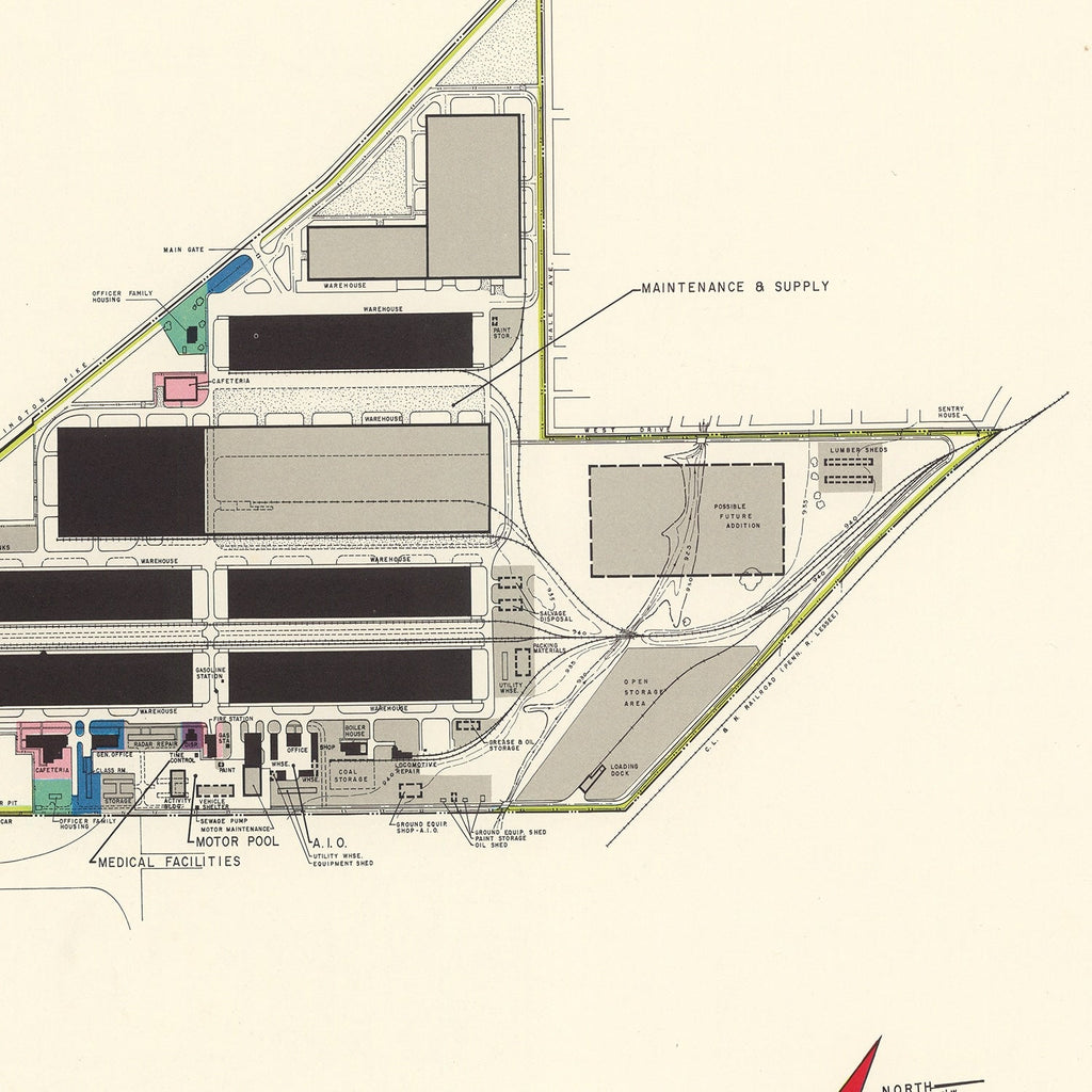 Vintage Map of Gentile Specialized Air Force Depot, 1952