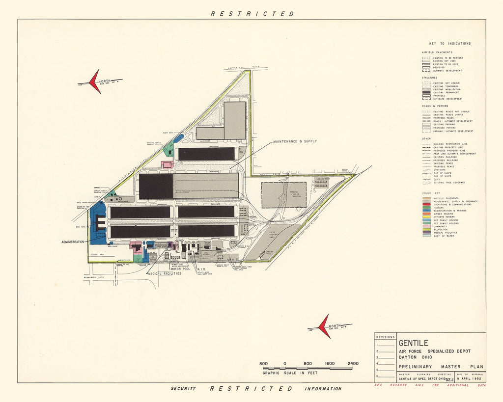 Vintage Map of Gentile Specialized Air Force Depot, 1952