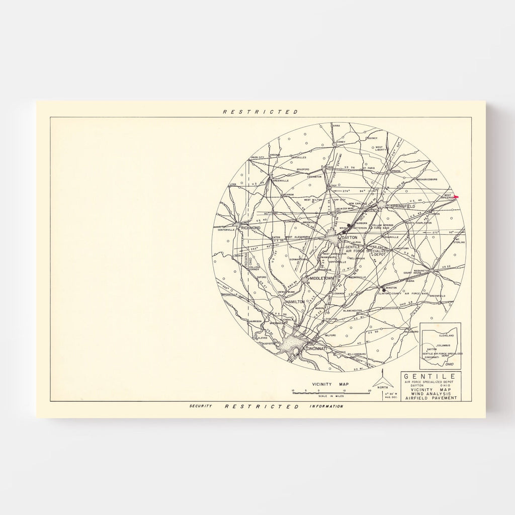 Vintage Map of the Gentile Specialized Air Force Depot Vicinity, 1952