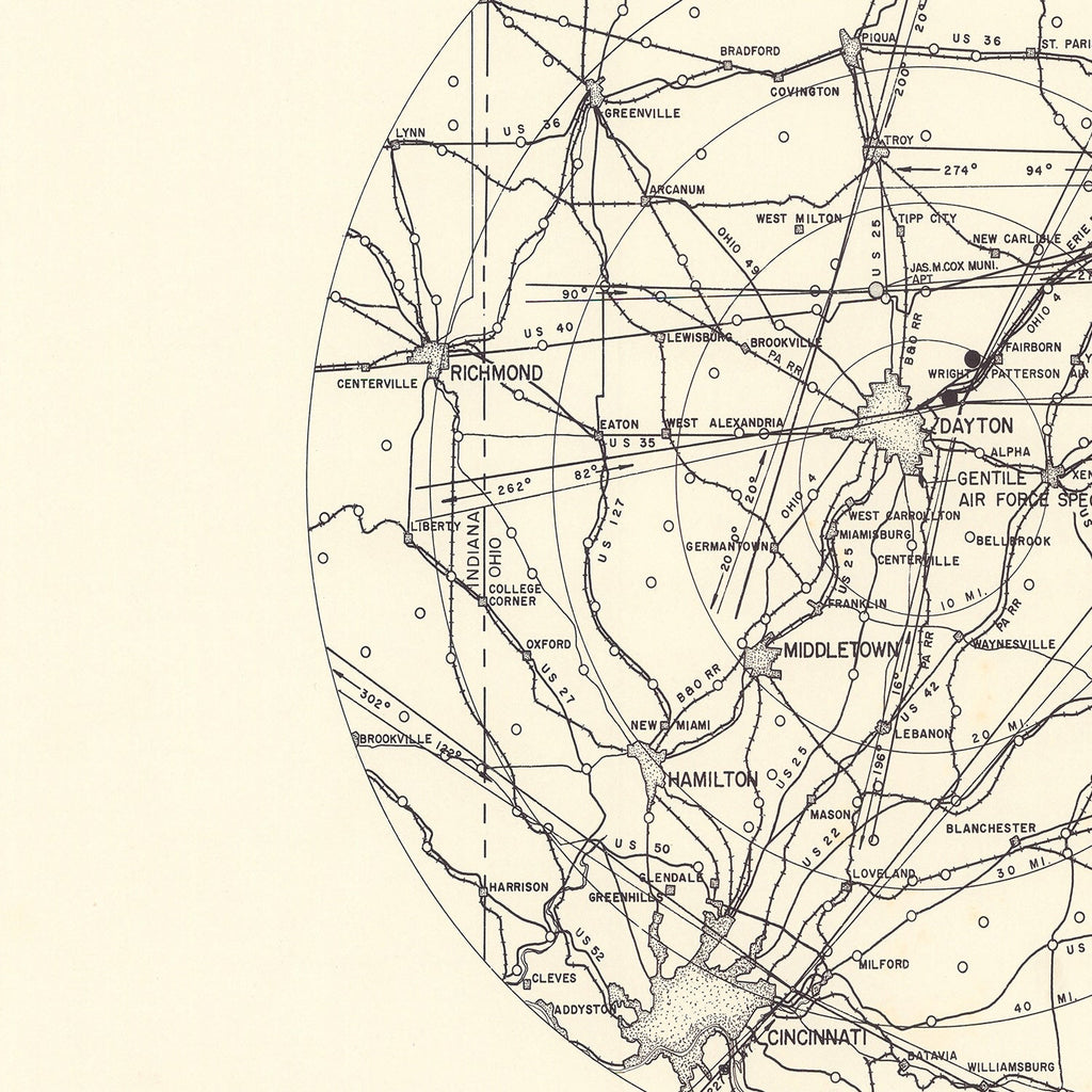 Vintage Map of the Gentile Specialized Air Force Depot Vicinity, 1952