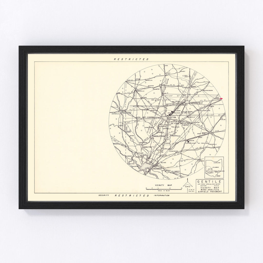 Vintage Map of the Gentile Specialized Air Force Depot Vicinity, 1952