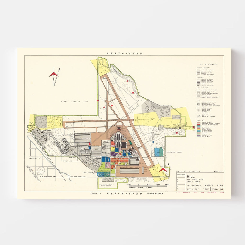 Vintage Map of Hill Air Force Base, 1952
