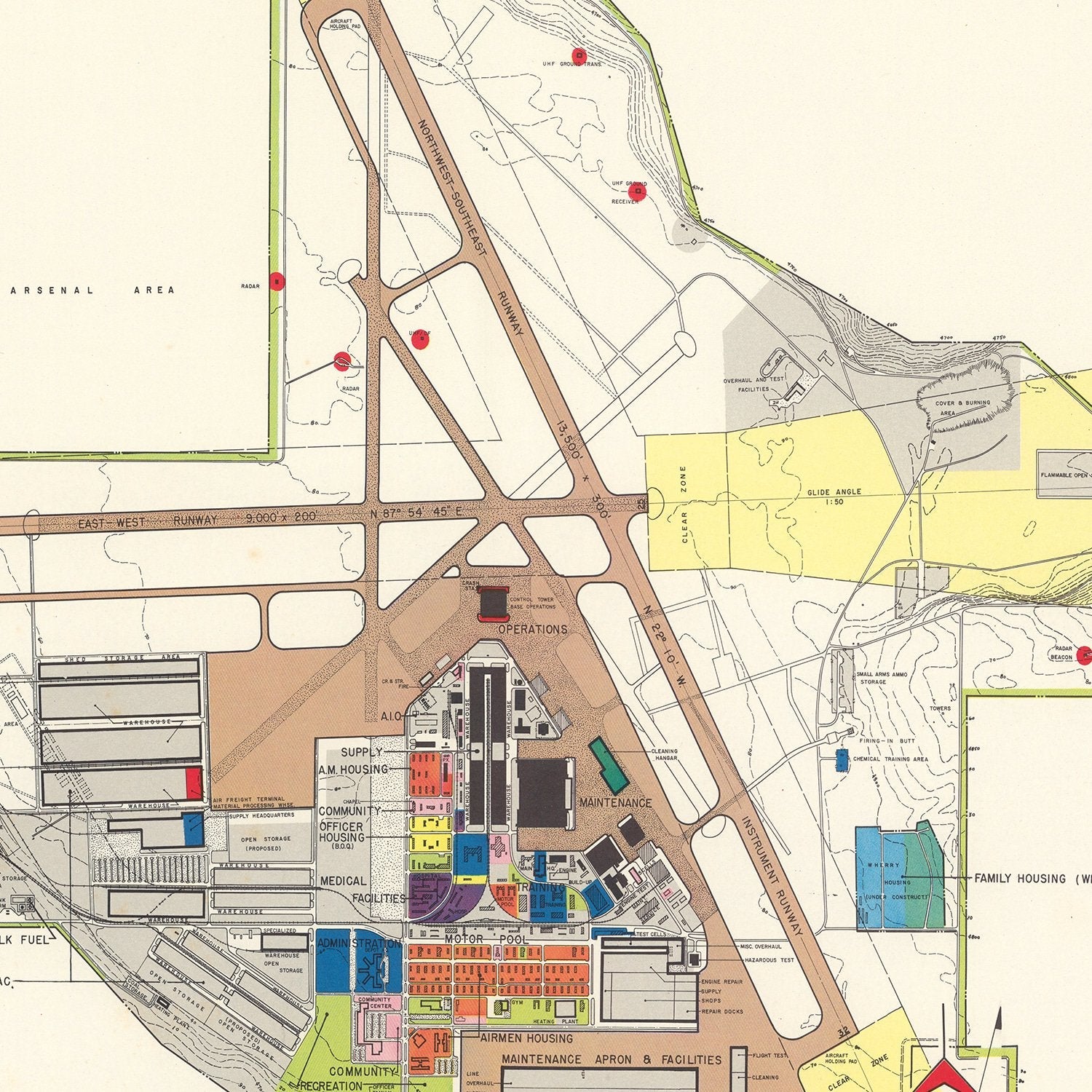 Vintage Map of Hill Air Force Base, 1952