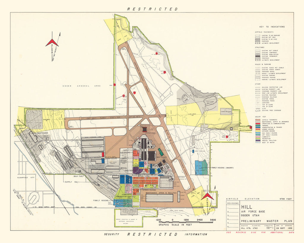 Vintage Map of Hill Air Force Base, 1952