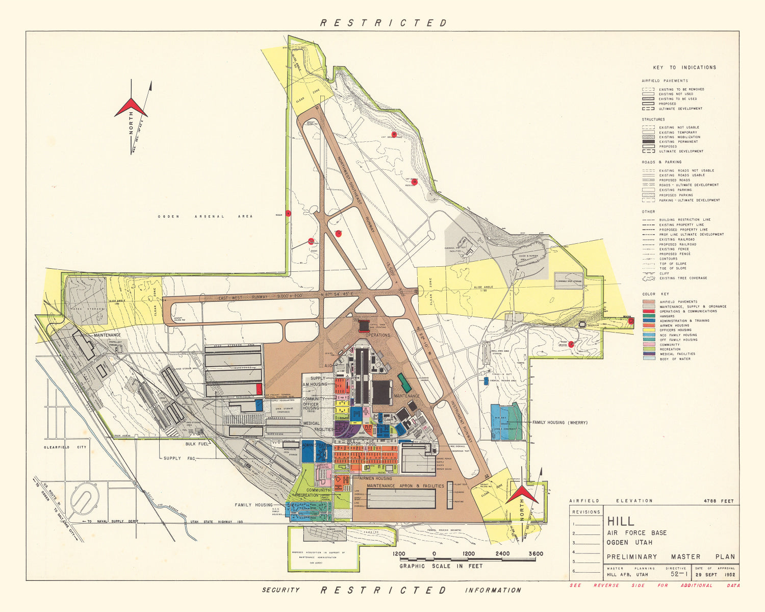 Vintage Map of Hill Air Force Base, 1952