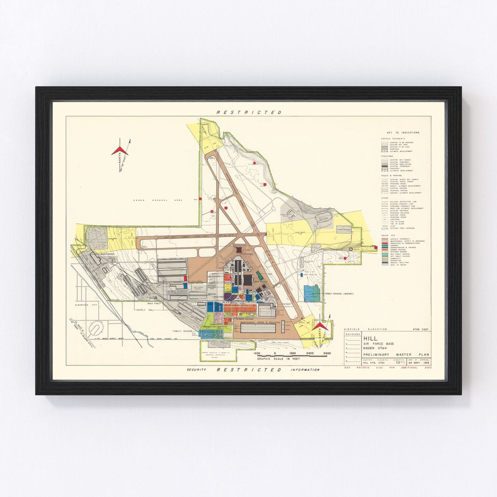 Vintage Map of Hill Air Force Base, 1952