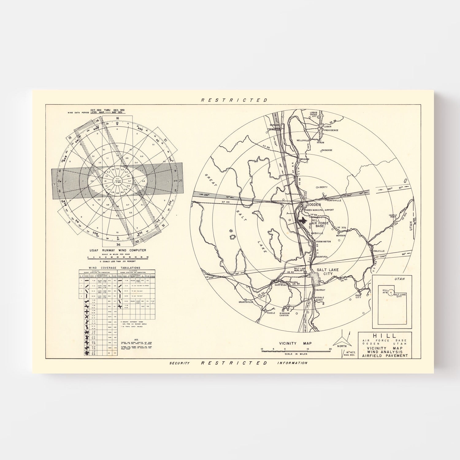 Vintage Map of the Hill Air Force Base Vicinity, 1952