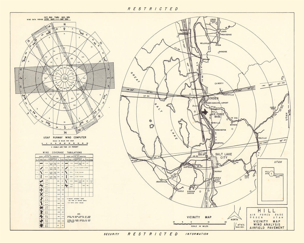 Vintage Map of the Hill Air Force Base Vicinity, 1952
