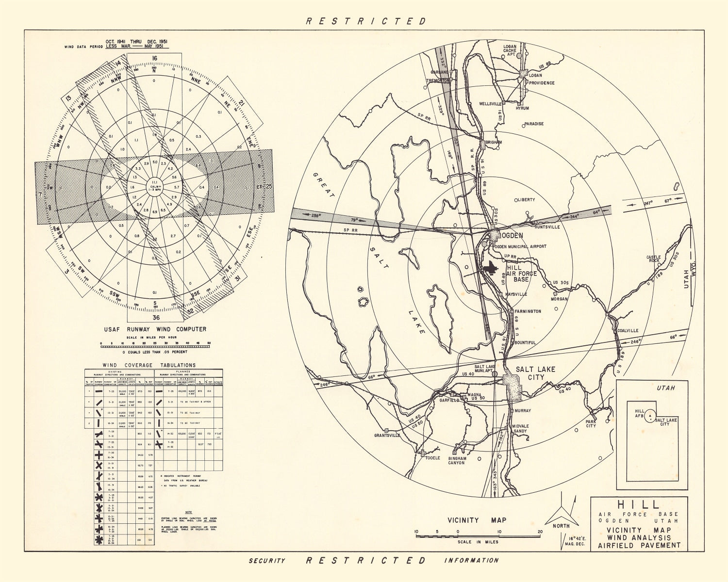 Vintage Map of the Hill Air Force Base Vicinity, 1952