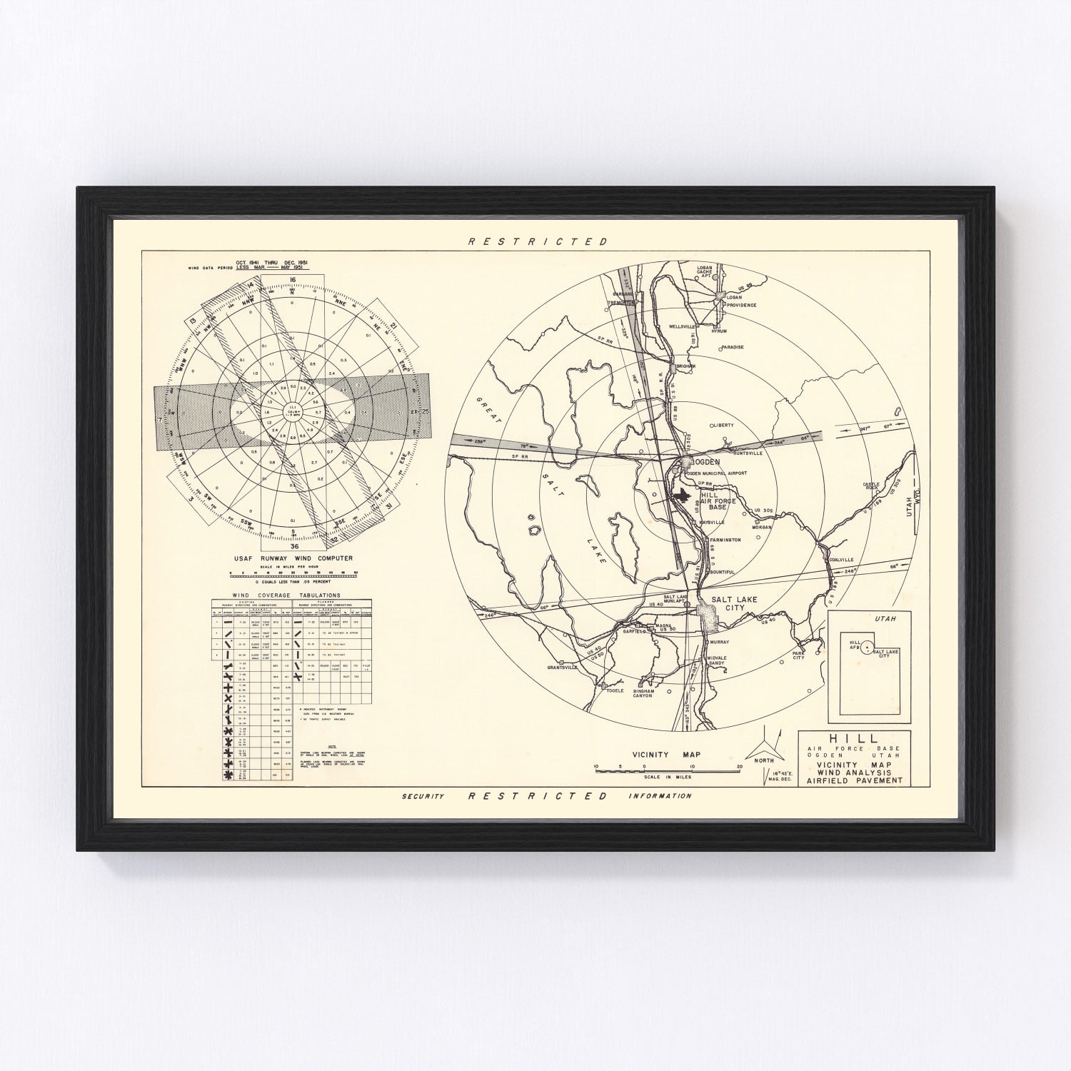 Vintage Map of the Hill Air Force Base Vicinity, 1952
