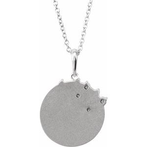 14K White Gold 1/8 CTW Natural Diamond Engravable Family Tree 16-18" Necklace
