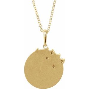 14K Yellow Gold 1/8 CTW Natural Diamond Engravable Family Tree 16-18" Necklace