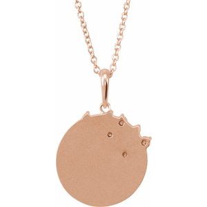 14K Rose 1/8 CTW Natural Diamond Engravable Family Tree 16-18" Necklace
