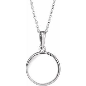 14K White Gold .005 CT Diamond Engravable Necklace