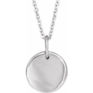 14K White Gold Engravable .005 CT Natural Diamond 16-18" Necklace