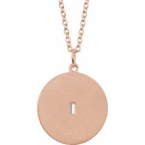 14K Rose Gold .05 CT Natural Diamond Disc 16-18" Necklace
