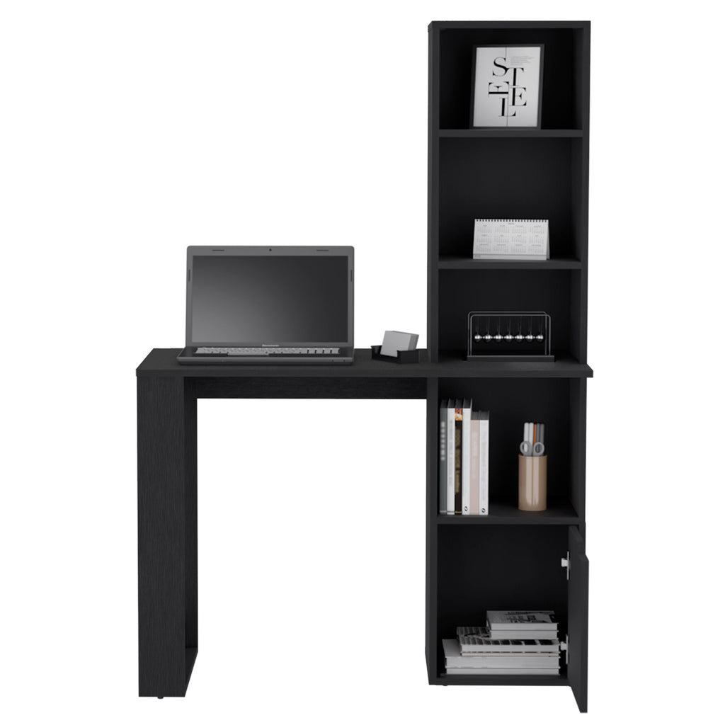 Iowa Computer Desk with 1-Cabinet and 4-Tier Bookcase