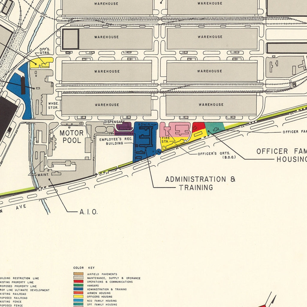 Vintage Map of Mallory Specialized Air Force Depot, 1952