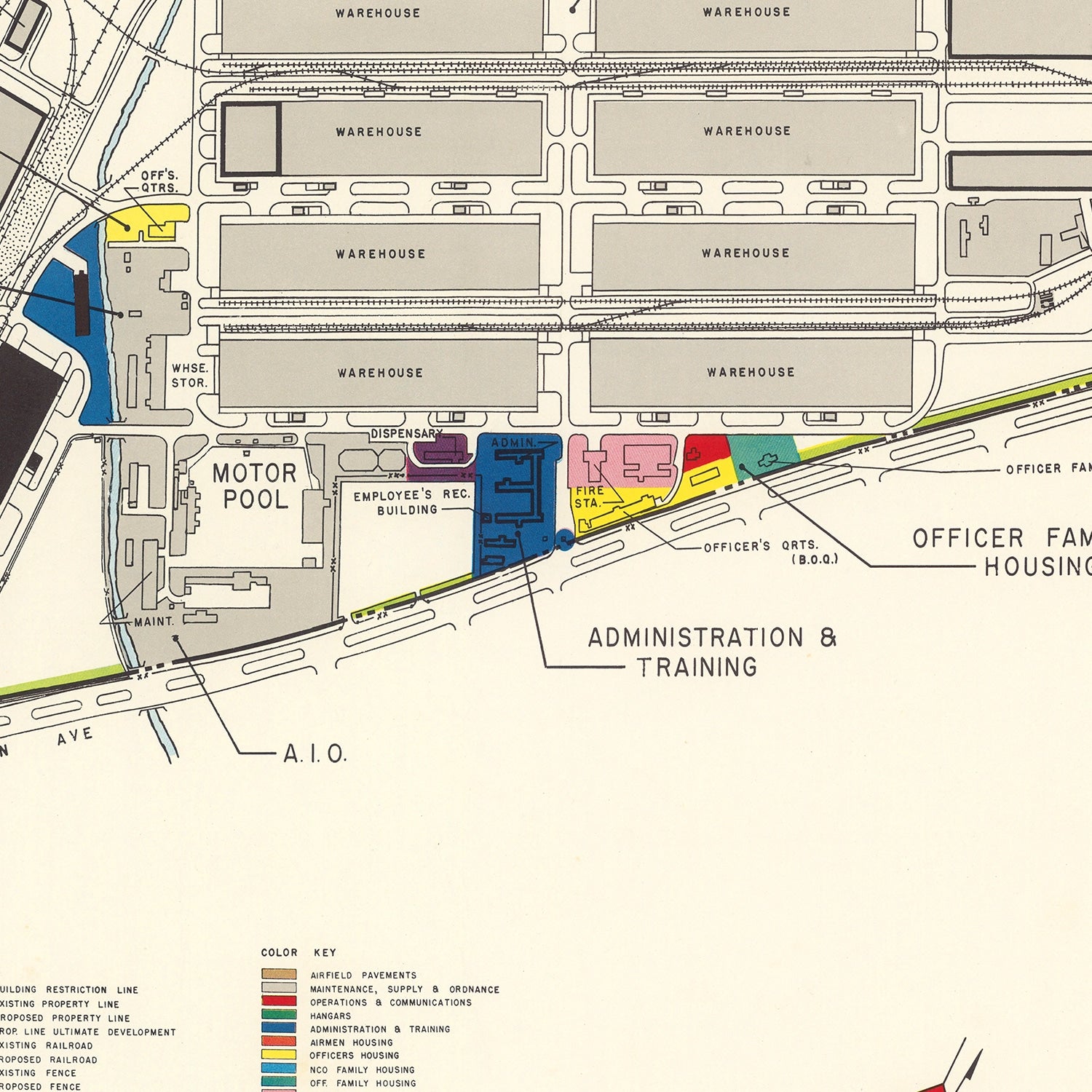 Vintage Map of Mallory Specialized Air Force Depot, 1952