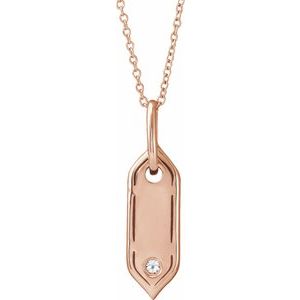 14K Rose Gold .05 CT Natural Diamond Initial F 16-18" Necklace