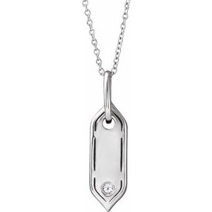 14K White Gold .05 CT Natural Diamond Initial N 16-18" Necklace
