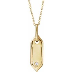 14K Yellow Gold .05 CT Natural Diamond Initial O 16-18" Necklace