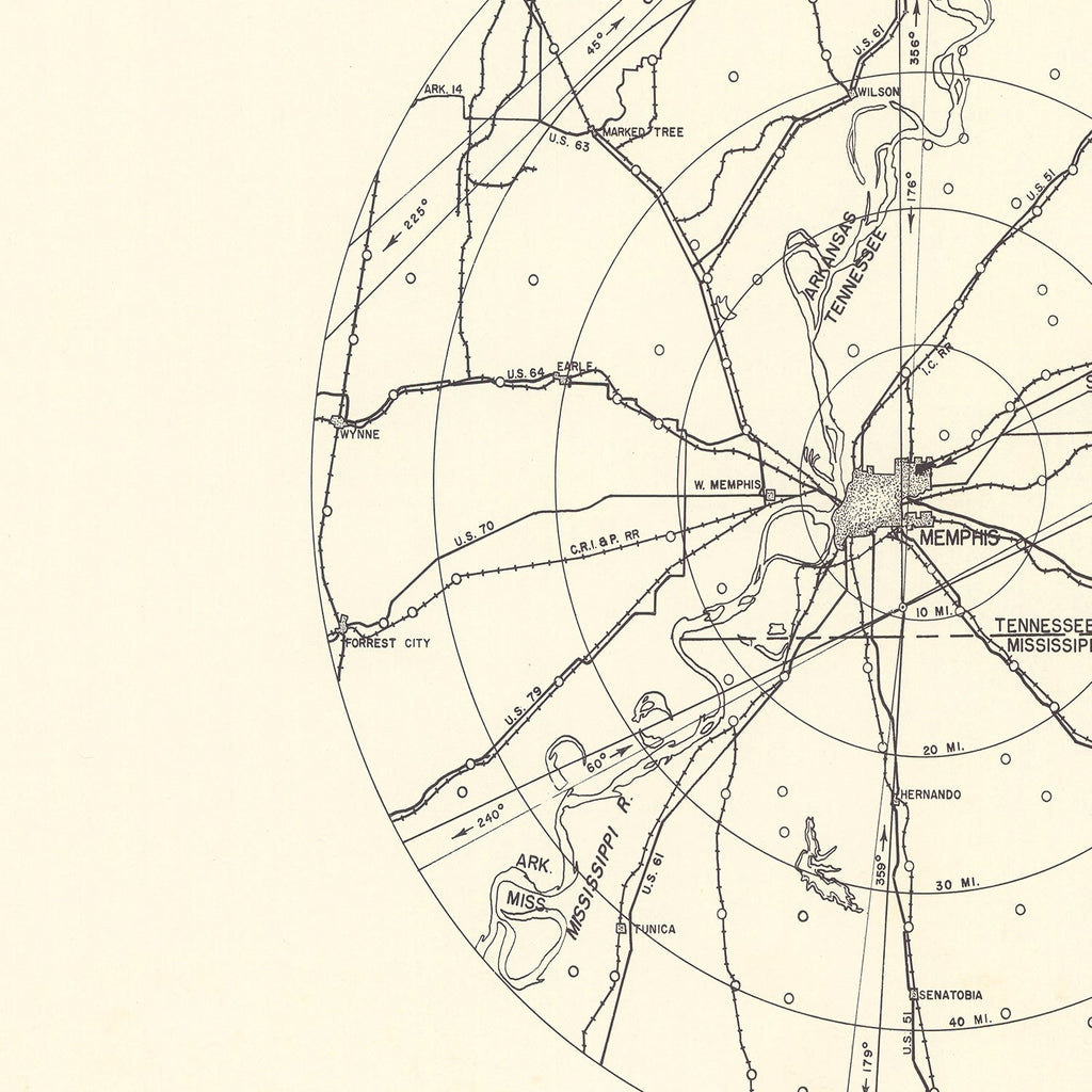 Vintage Map of the Mallory Specialized Air Force Depot Vicinity, 1952