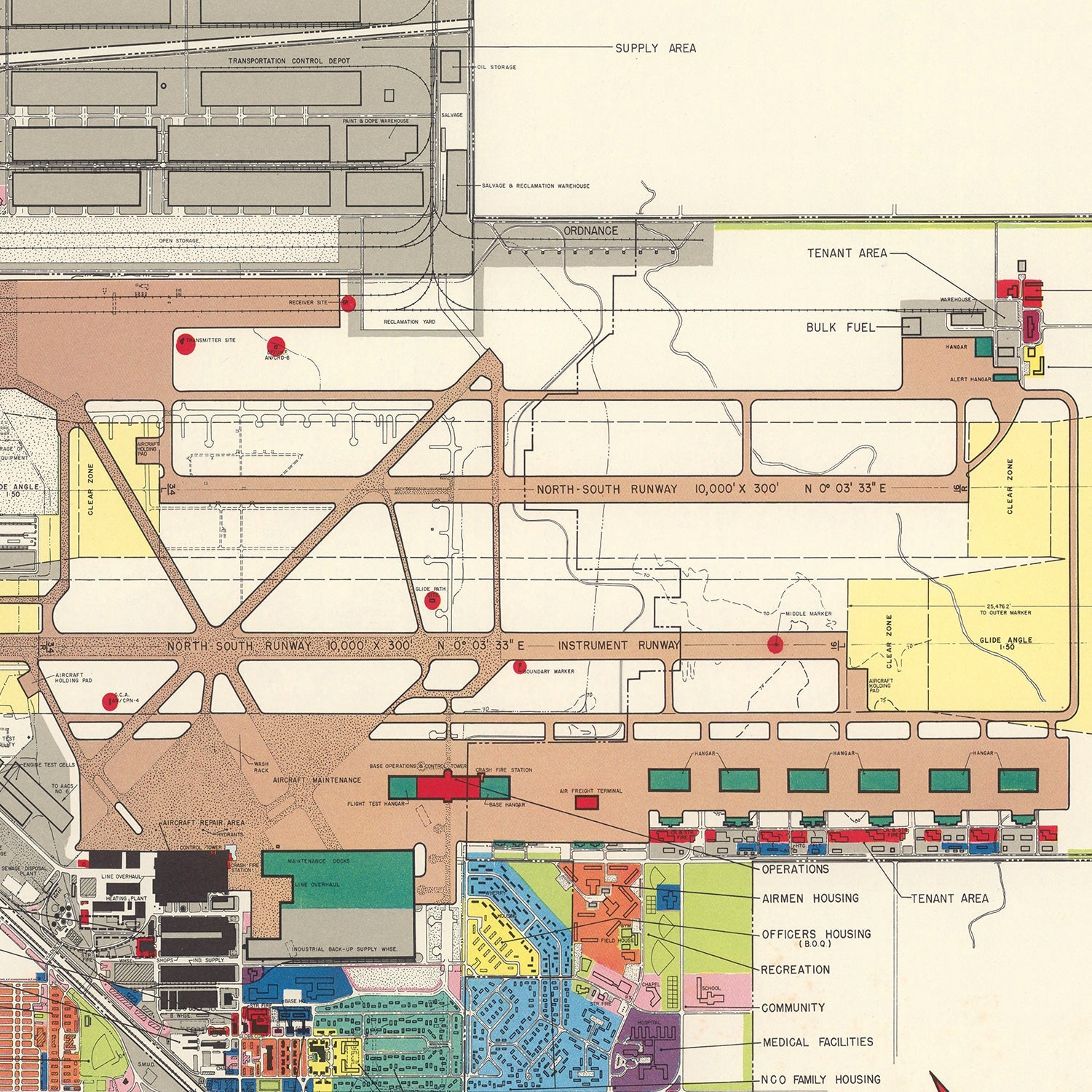 Vintage Map of McClellan Air Force Base, 1952