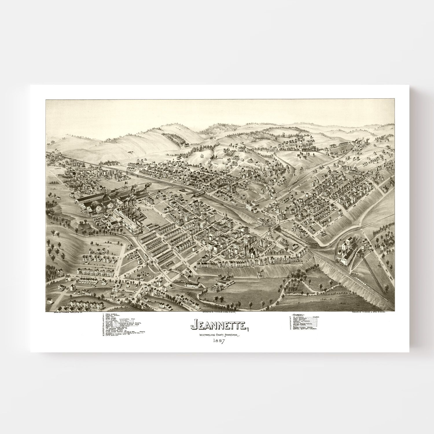 Vintage Map of Jeannette, Pennsylvania 1897