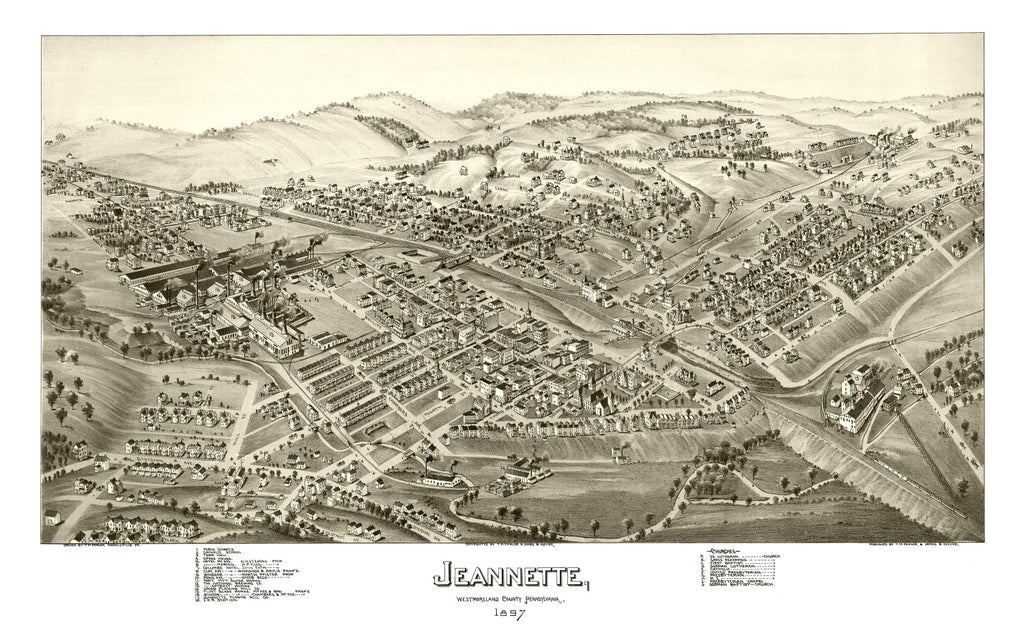 Vintage Map of Jeannette, Pennsylvania 1897