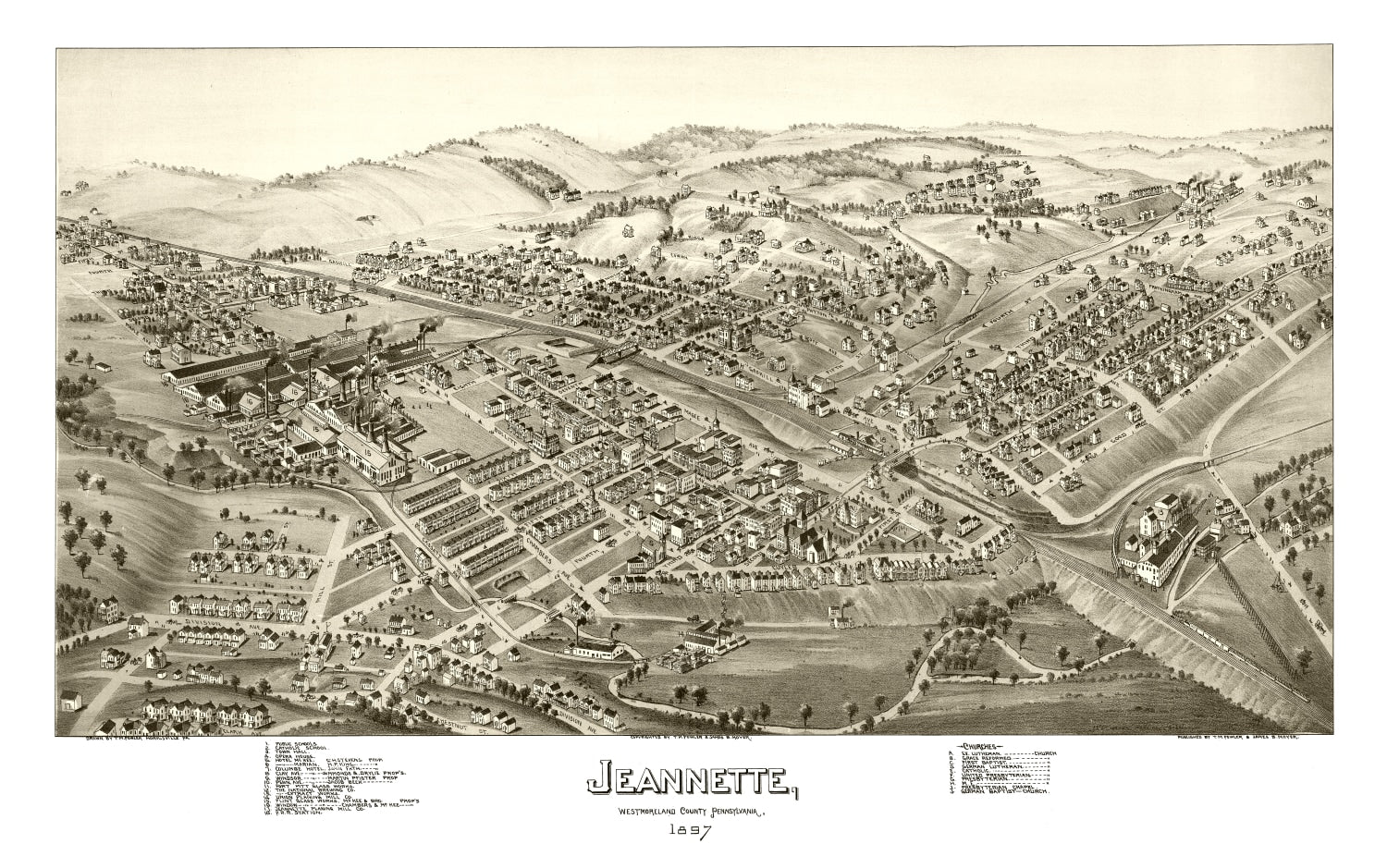 Vintage Map of Jeannette, Pennsylvania 1897