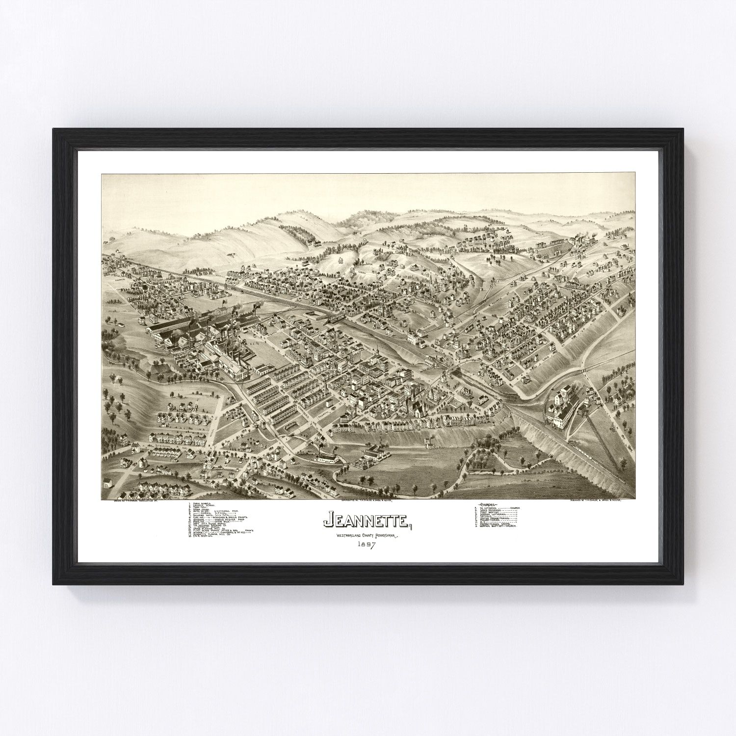 Vintage Map of Jeannette, Pennsylvania 1897